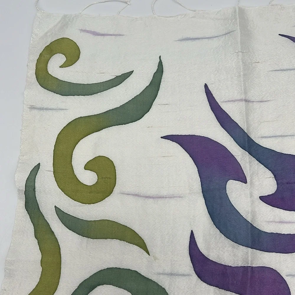 Silk Scarf Unbranded Butterfly Pattern Purple White Green